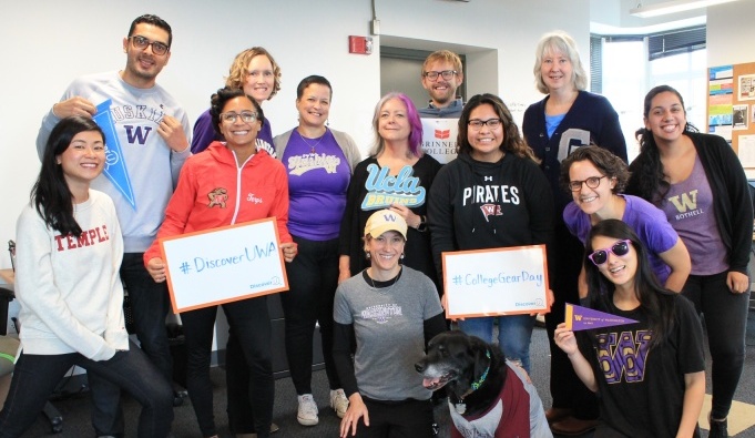 CCER staff showing their college pride during the 2017 DiscoverU Week.